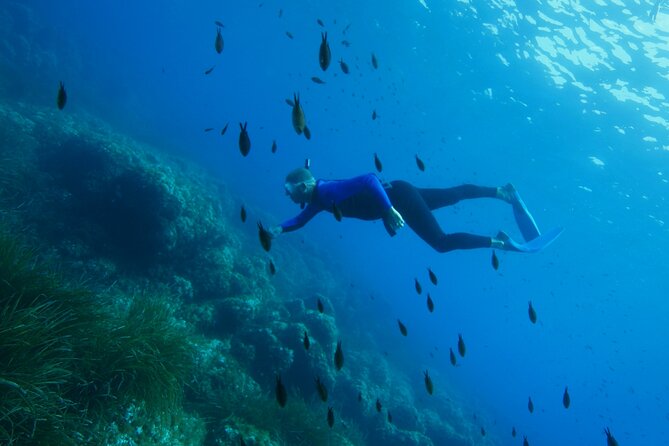 Boat trip and snorkeling in Villefranche - sur - Mer - Getting fitted with mask, fins, and wetsuit