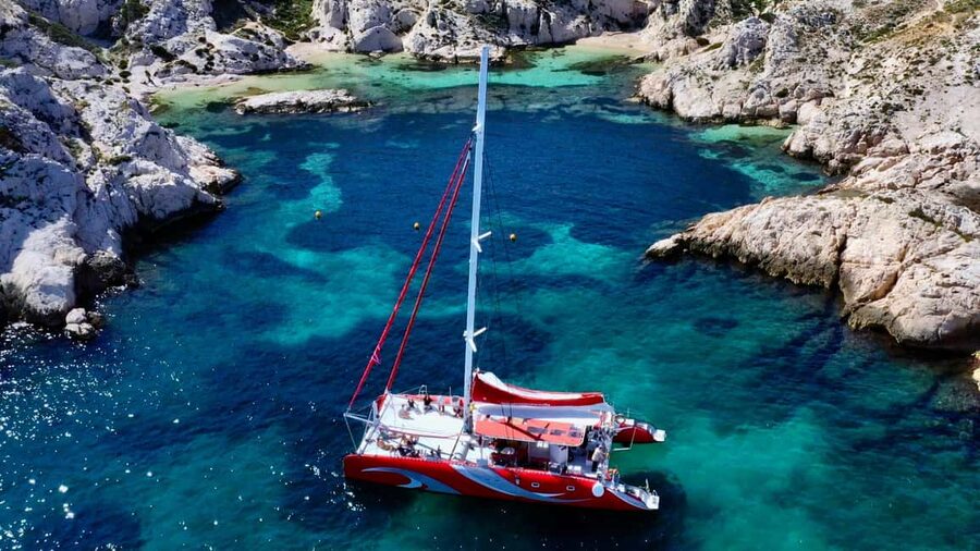 Marseille : Calanques Catamaran Cruise with Lunch & Wine - Sormiou shows the classic Calanque scenery